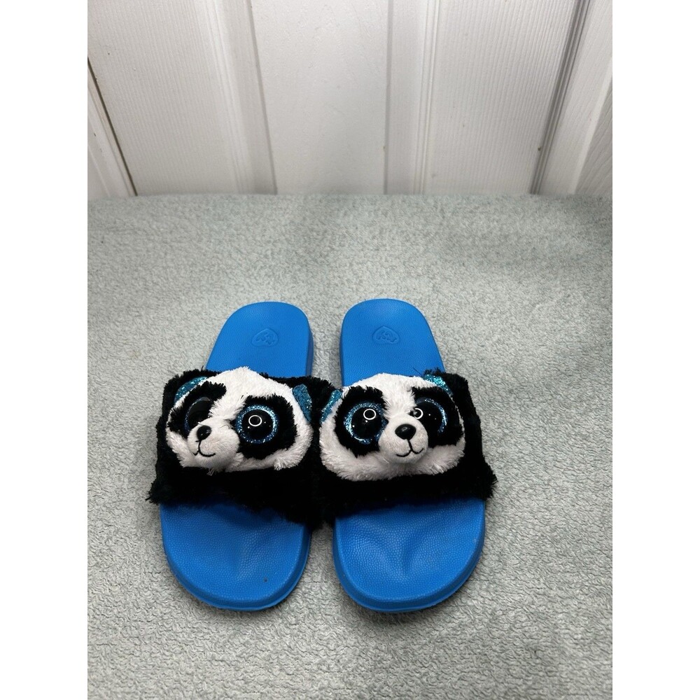 TY Beanie Boos Panda Slide Sandals Kids Size 1–3 Blue Plush